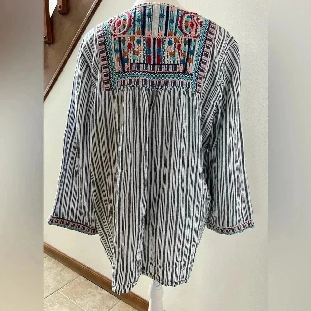 J. Jill | love linen women’s embroidered kimono top. Size: M - Picture 14 of 16